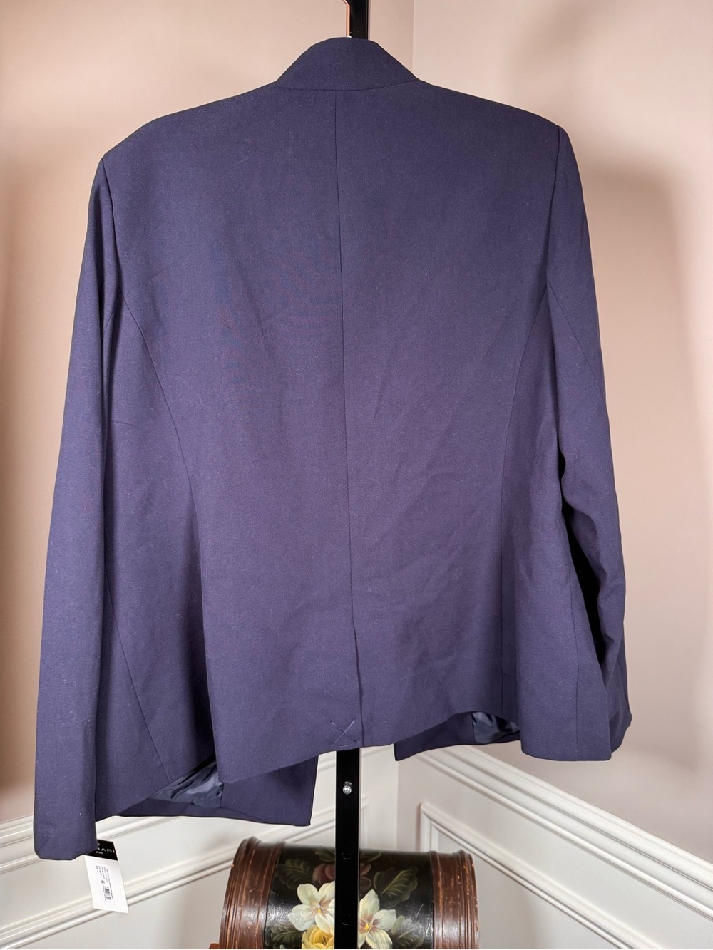 Tahari ASL Navy Faux Double Breasted Blazer Gold Button Jacket NWT Size 16 - Picture 8 of 8